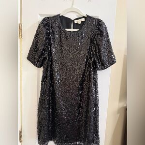 Vine & Love Black Sequin Midi Dress, size medium